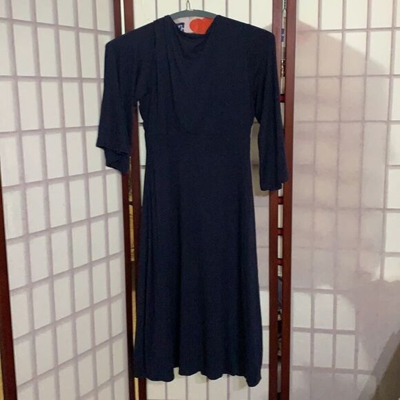 BODEN BLUE V NECK DRESS SIZE‎  4R - Picture 2 of 6